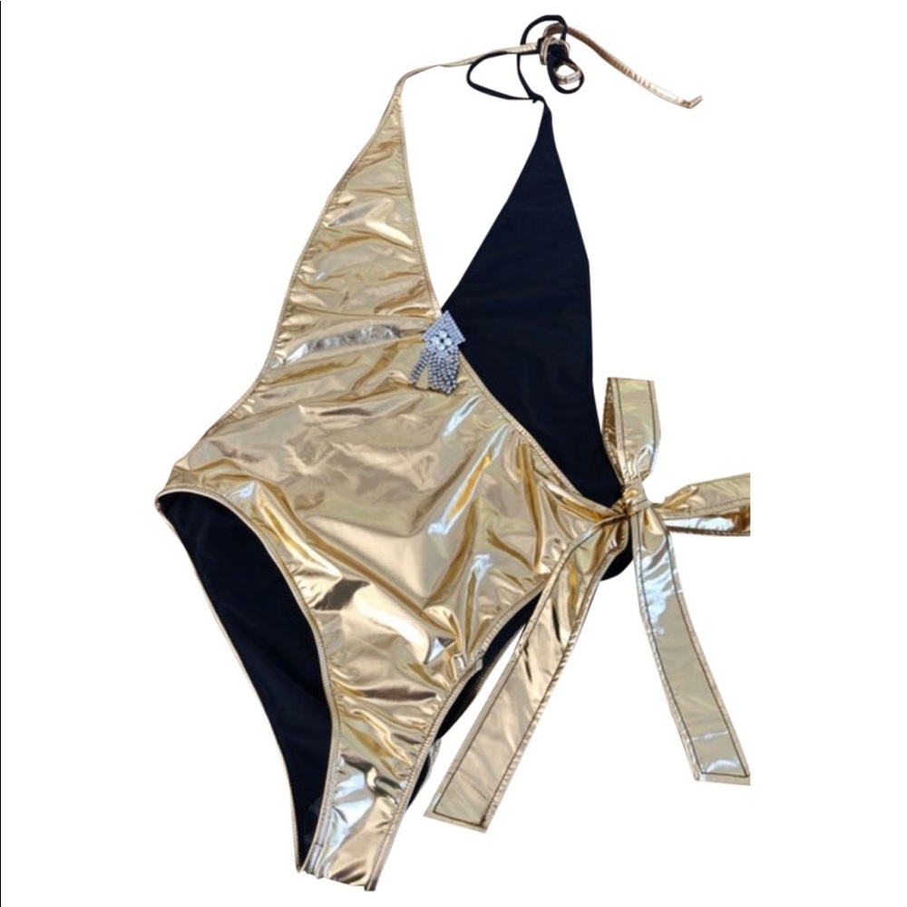 NWT Gucci bathing suit gold and black with pendant size medium - Picture 6 of 6